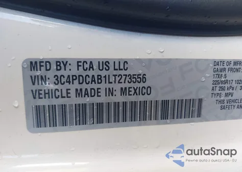 2020 Dodge Journey Se Value z USA, uszkodzony, nr VIN 3C4PDCAB1LT273556